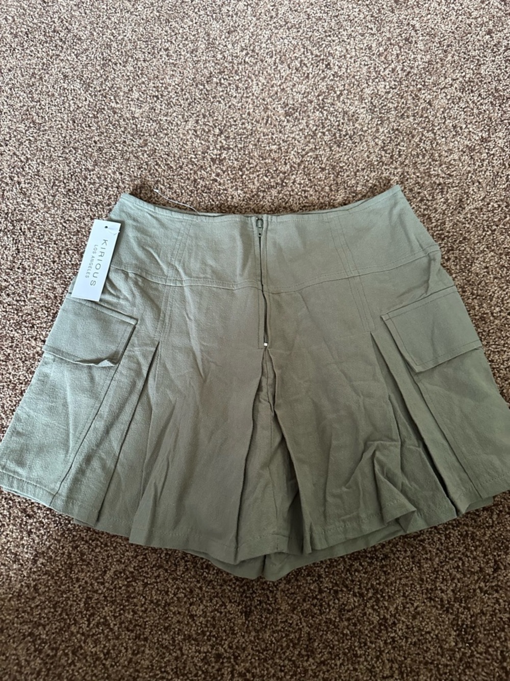 Kurious Olive Utility Pleated Skort